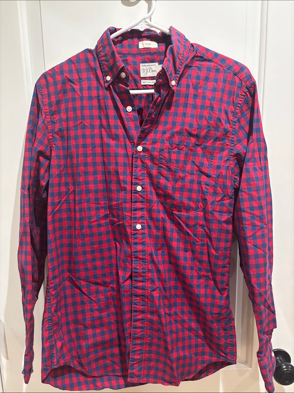 Slim Fit Red & Blue Check Button-Down Shirt